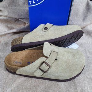 Birkenstock Boston, brand new, suede leather, taupe, Wide version